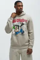 Brown Long Sleeve 100% Polyester Unique Printed Hoodie(Khaki,S)