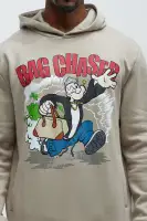 Brown Long Sleeve 100% Polyester Unique Printed Hoodie(Khaki,S)