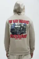 Brown Long Sleeve 100% Polyester Unique Printed Hoodie