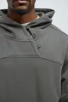 Charcoal Long Sleeve Casual Hoodie(Charcoal,S)