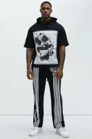 Heather Grey Cotton Polyester Elastic Waist Drawstring Casual Jumpsuit(Black,S)