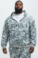 Hoodie Long Sleeve Digi Camo Skinny Flare Sweatpants Set (Imported)(Grey/combo,S)