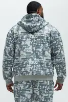 Hoodie Long Sleeve Digi Camo Skinny Flare Sweatpants Set (Imported)(Grey/combo,S)