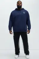 Navy Crew Neck Long Sleeve Screen Print Top(Navy,S)