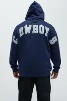Navy Crew Neck Long Sleeve Screen Print Top(Navy,S)