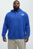 Hooded Quarter Zip LA Rams Patchwork Colorblock Sleeve Graphics Cinchable Drawstring Hem Elastic Cuff Long Sleeve Jacket(Royal,S)