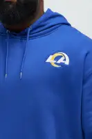 Hooded Quarter Zip LA Rams Patchwork Colorblock Sleeve Graphics Cinchable Drawstring Hem Elastic Cuff Long Sleeve Jacket(Royal,S)