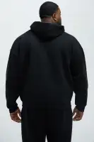Black Drawstring Long Sleeve Screen Print Hoodie(Black,S)