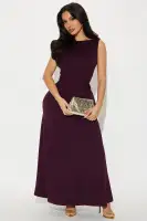 Elegant Backless Maxi Dress - High Neck Sleeveless A-Line in Red & Plum | Stretchy Rayon Blend