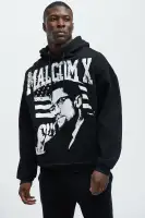 Black Drawstring Long Sleeve Screen Print Hoodie