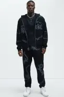 Elastic Waistband Drawstring Casual Cotton Polyester Blend Black/Combo Jumpsuit(Black,S)