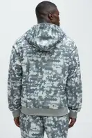 Hoodie Long Sleeve Digi Camo Skinny Flare Sweatpants Set (Imported)(Grey/combo,S)