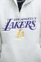 White Hooded Drawstring Long Sleeve Front & Back & Sleeve Hit Ribbed Cuff Hem Jumper(White,S)