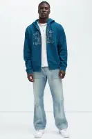 Elastic Waistband Distressed Wash Drawstring 100% Polyester Casual Jumpsuit(Blue,S)
