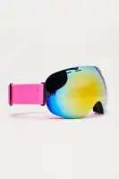 Adjustable Plastic Frame Goggles with Elastic Band - Mirror Lens, Pink/Combo