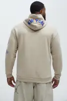 Drawstring Hood Long Sleeve Ribbed Cuff Hem Printed Hoodie(Sand,S)