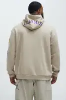 Drawstring Hood Long Sleeve Ribbed Cuff Hem Printed Hoodie(Sand,S)