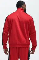 Chic Mock Neck Front Zipper Closure Overalls with Track Pants 100% Polyester imports(Red,S)