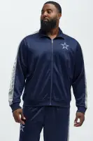 Mock Neck Front Zip Navy Track Pants(Navy,S)