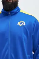 Ribbed Neckline Contrast Trim Full Snap Closure Los Angeles Rams Patches Embroidered Chenille Detail Long Sleeve Jacket(Royal,S)