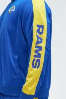 Ribbed Neckline Contrast Trim Full Snap Closure Los Angeles Rams Patches Embroidered Chenille Detail Long Sleeve Jacket(Royal,S)