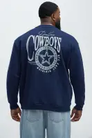 Crew Neck Long Sleeve Screen Print Navy Cotton Polyester Imported Top(Navy,S)