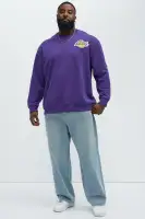 Crew Neck Long Sleeve Purple Ribbed Cuff Hem Imported Top(Purple,S)