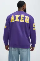 Crew Neck Long Sleeve Purple Ribbed Cuff Hem Imported Top
