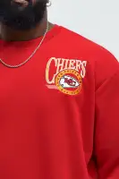 Crew Neck Long Sleeve Screen Print Cotton Polyester Imported Top(Red,S)