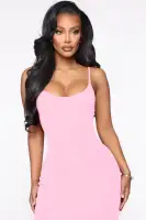 Stylish Maxi Dress with Adjustable Spaghetti Straps - Lime, Pink, Sand, Blue & Sage - 95% Rayon, 5% Spandex(Pink,XS)
