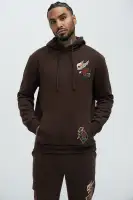 Graphic Screen Print Long Sleeve Casual Hoodie Pullover