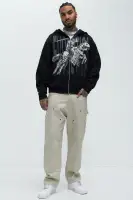 Long Sleeve Casual Cotton Polyester Imported Hoodie(Black,S)