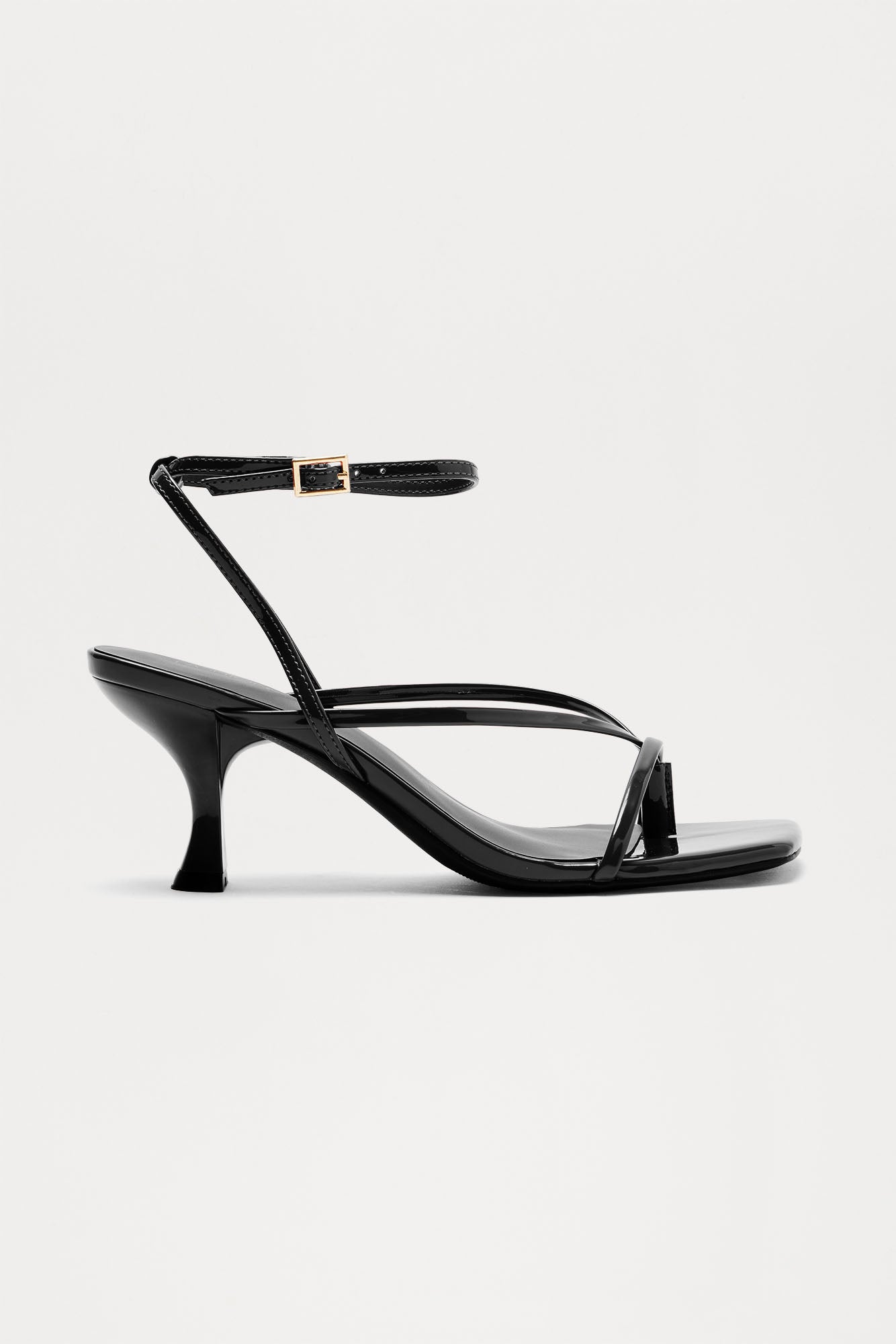 Stylish Black & Red Square Toe Heeled Sandals - 2.5 Mid Heel - Imported