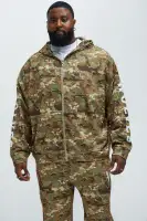 Camouflage Casual Long Sleeve Zip-Up Hoodie(Camouflage,S)