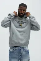 Heather Grey Long Sleeve Screen Print Cotton-Polyester Hoodie