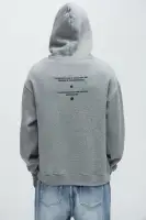 Heather Grey Long Sleeve Screen Print Cotton-Polyester Hoodie(Heather Grey,S)
