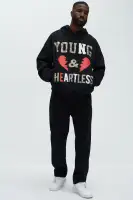 Black Screen Print Casual Long Sleeve Hoodie(Black,S)