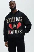 Black Screen Print Casual Long Sleeve Hoodie