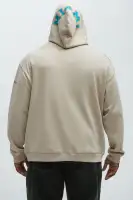 Hooded Drawstring Kangaroo Pocket Sand-colored Jacket(Sand,S)