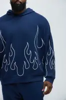 Brown Zip Closure Long Sleeve Casual Hoodie(Navy/combo,S)