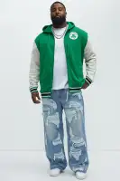 Kelly Green Hooded Drawstring Long Sleeve Front Zip Ribbed Cuff Jacket(Kelly Green,S)