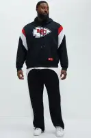 Hooded Drawstring Embroidered Shell Jacket (Red/Black)(Red/Black,S)