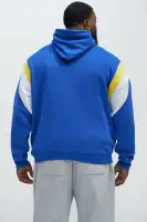 Crew Neck Long Sleeve Screen Print Cotton Polyester Blend Top(Blue,S)