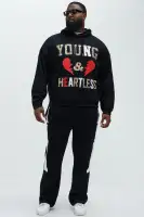 Black Screen Print Casual Long Sleeve Hoodie(Black,S)
