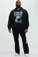 80% Cotton 20% Polyester Black Washed Screen Print Kangaroo Pocket Halter Hoodie Long Sleeve Patchwork Overalls Relaxed & Comfortable(Black Wash,S)