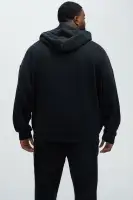 80% Cotton 20% Polyester Black Washed Screen Print Kangaroo Pocket Halter Hoodie Long Sleeve Patchwork Overalls Relaxed & Comfortable(Black Wash,S)