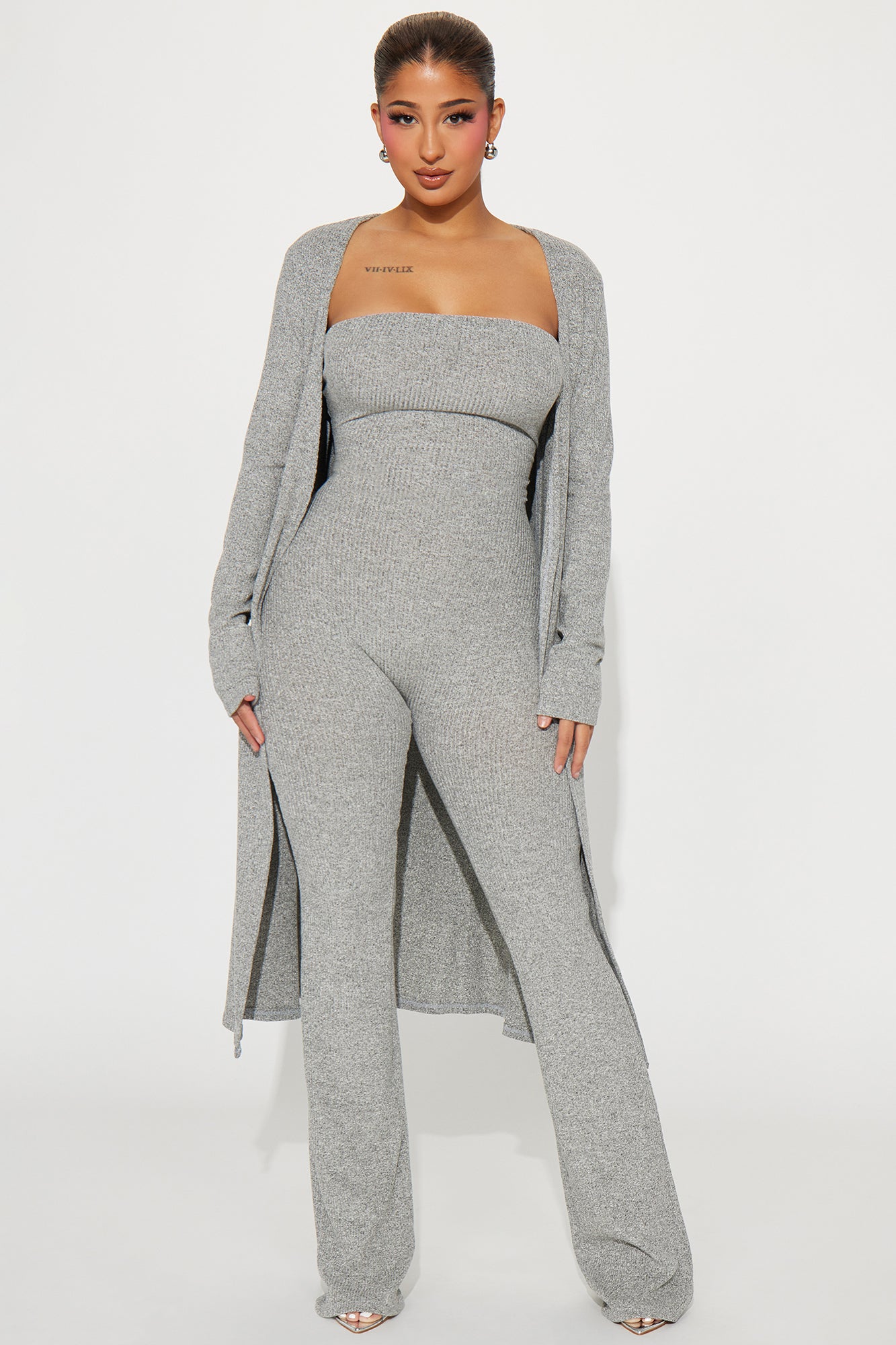 Elegant Sheer Mesh Sleeve Jumpsuit with Puff Detail & Back Zipper
