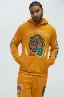 Halter Design Yellow 60% Cotton 40% Polyester Kangaroo Pocket Sweater