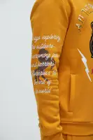 Halter Design Yellow 60% Cotton 40% Polyester Kangaroo Pocket Sweater(Yellow,S)