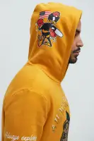 Halter Design Yellow 60% Cotton 40% Polyester Kangaroo Pocket Sweater(Yellow,S)